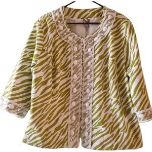Women's 2X Silk Land Tiger Striped Blazer Suit Jacket